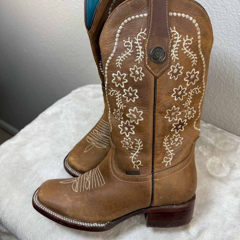 Chaparral Brown Embroidered Western Boots SZ:6.5